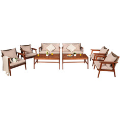 8-Pieces Rattan Acacia Wood Patio Furniture Set  product